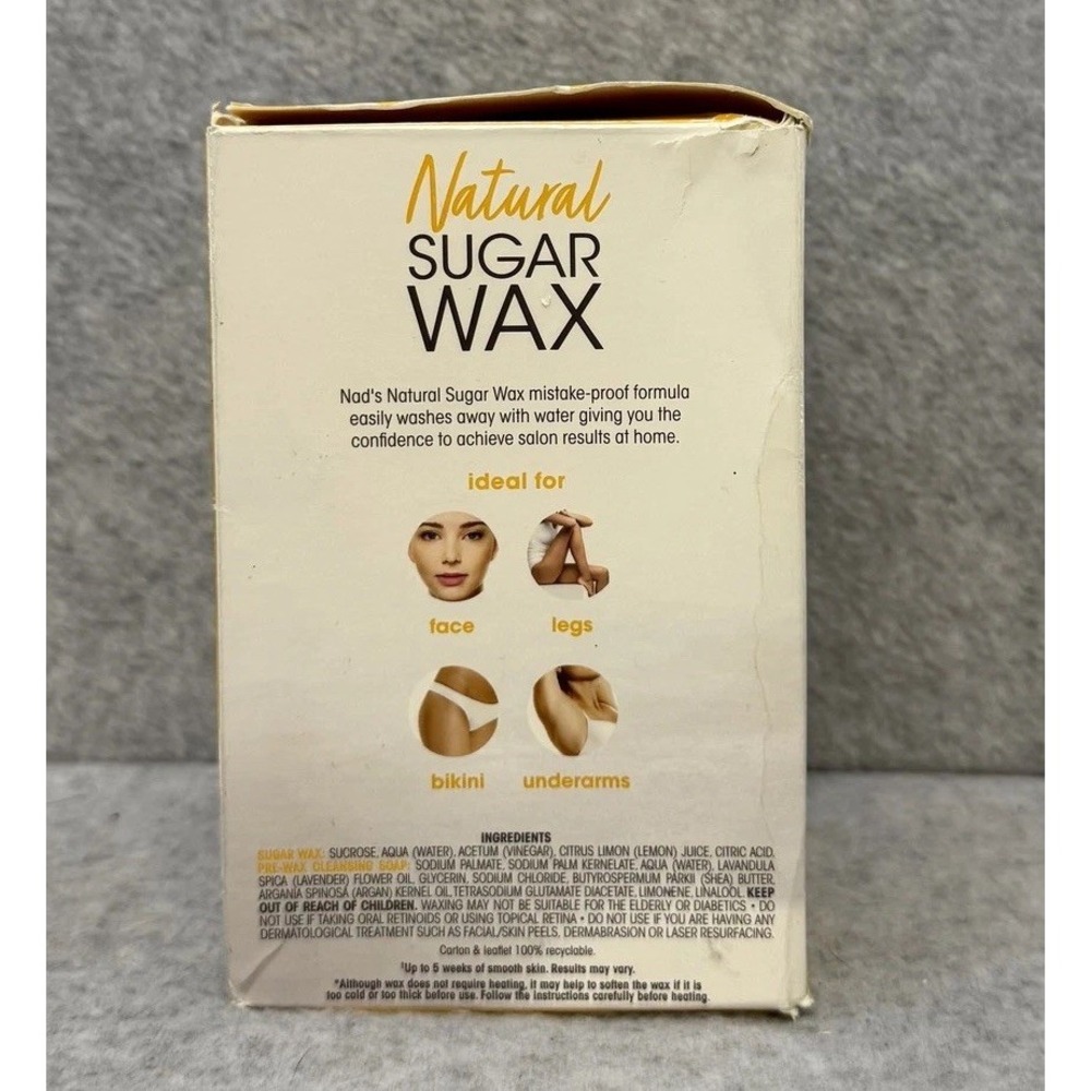 Nad's Natural Sugar Wax Kit 170g 6oz Hair Removal Face Legs Bikini Vegan - Picture 2 of 13